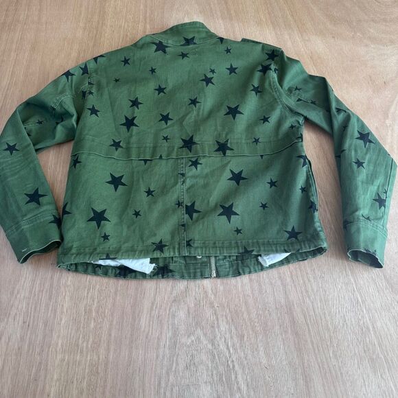 Jou Jou Women’s XS Green Star Print Utility Jacket Military Style - Picture 3 of 4